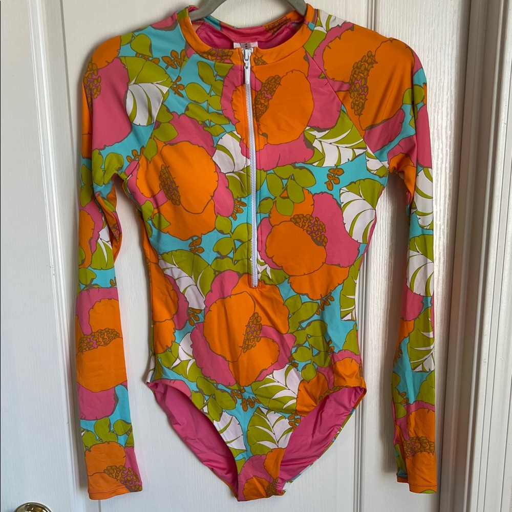 NWOT Trina Turk One Piece Rash Guard swimsuit